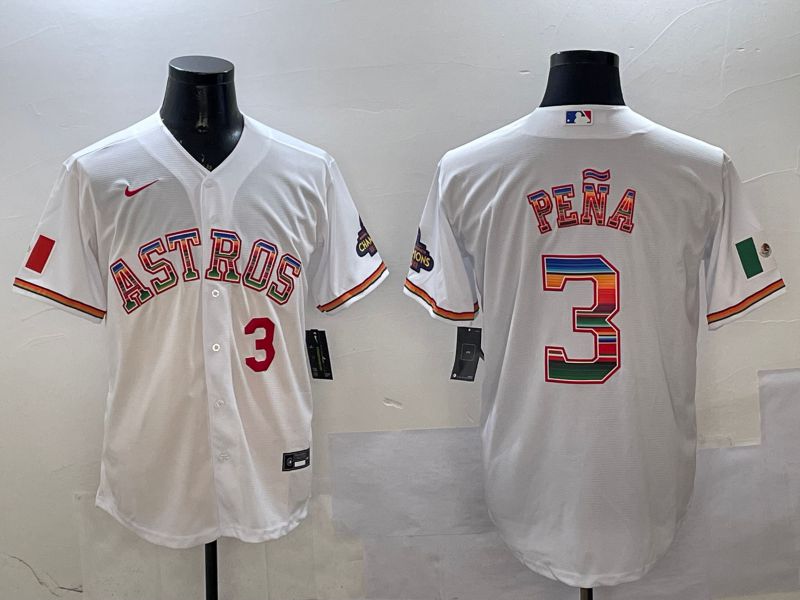 Men Houston Astros #3 Pena White Mexico 2025 Nike MLB Jersey style 6